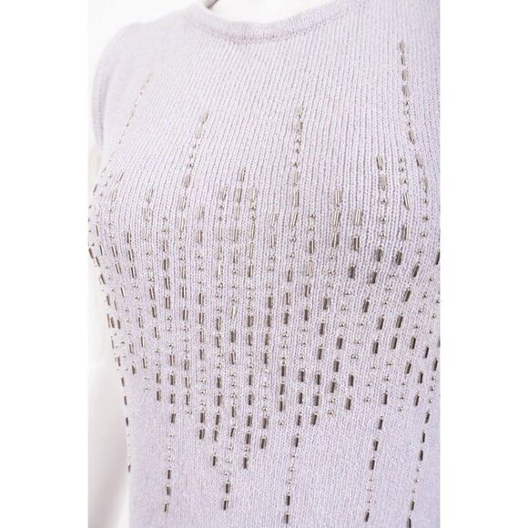 Vintage Roberta Pinto Womens Purple Knit Beaded Pullover Top Shirt Sweater S - Picture 4 of 6